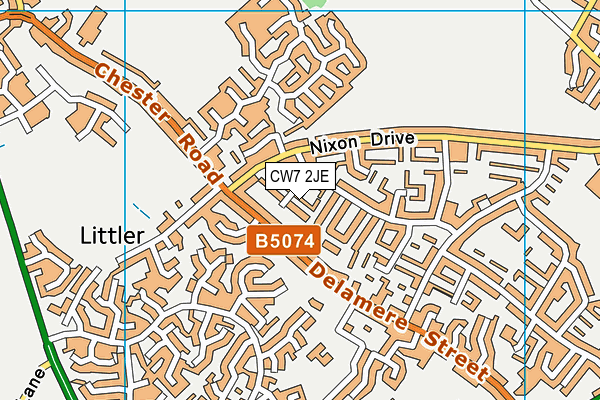 CW7 2JE map - OS VectorMap District (Ordnance Survey)