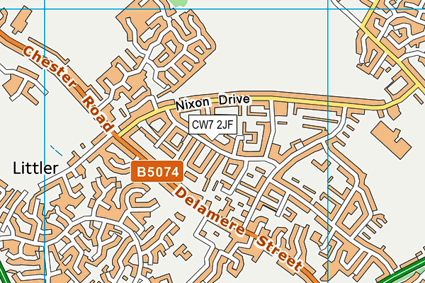 CW7 2JF map - OS VectorMap District (Ordnance Survey)
