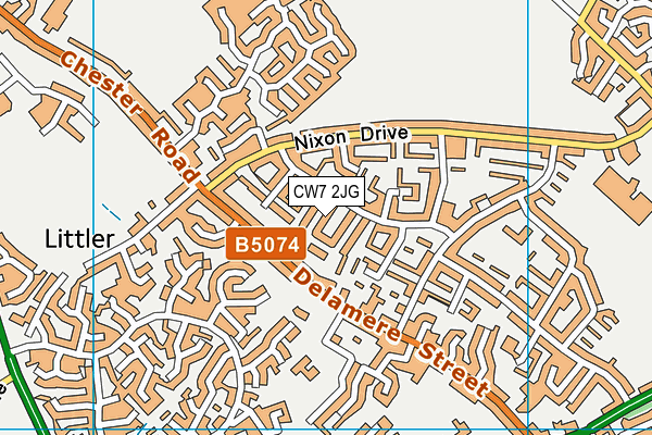 CW7 2JG map - OS VectorMap District (Ordnance Survey)