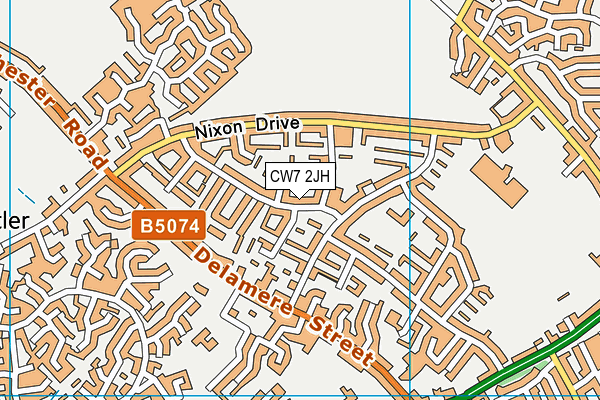 CW7 2JH map - OS VectorMap District (Ordnance Survey)