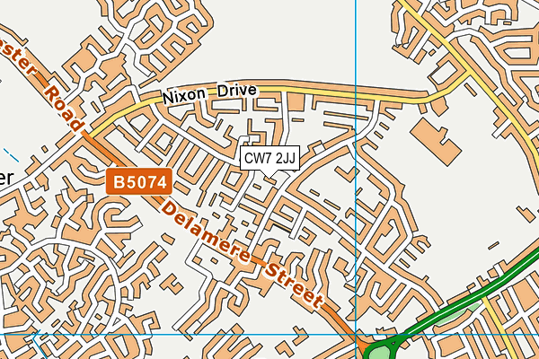 CW7 2JJ map - OS VectorMap District (Ordnance Survey)