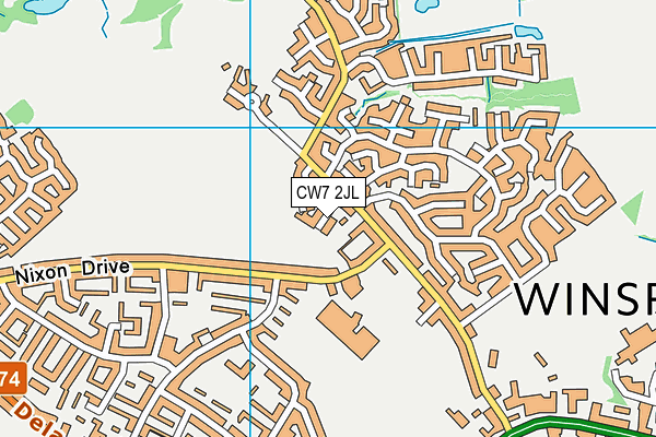 CW7 2JL map - OS VectorMap District (Ordnance Survey)