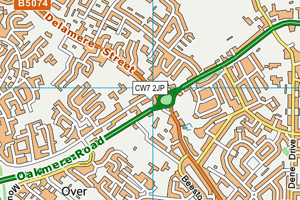 CW7 2JP map - OS VectorMap District (Ordnance Survey)