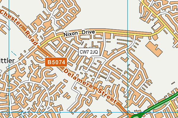 CW7 2JQ map - OS VectorMap District (Ordnance Survey)
