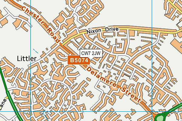 CW7 2JW map - OS VectorMap District (Ordnance Survey)