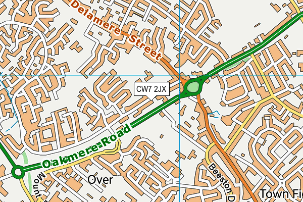 CW7 2JX map - OS VectorMap District (Ordnance Survey)