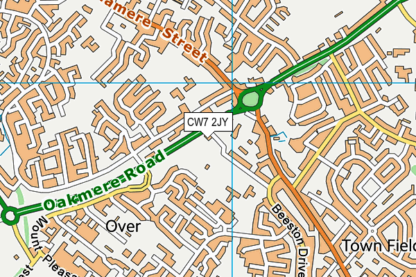 CW7 2JY map - OS VectorMap District (Ordnance Survey)