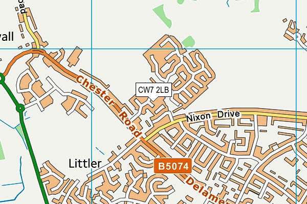 CW7 2LB map - OS VectorMap District (Ordnance Survey)
