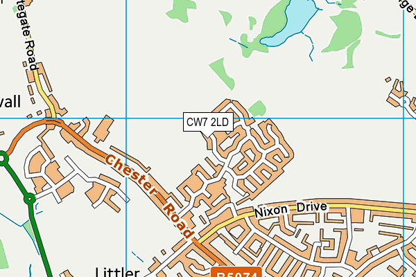 CW7 2LD map - OS VectorMap District (Ordnance Survey)