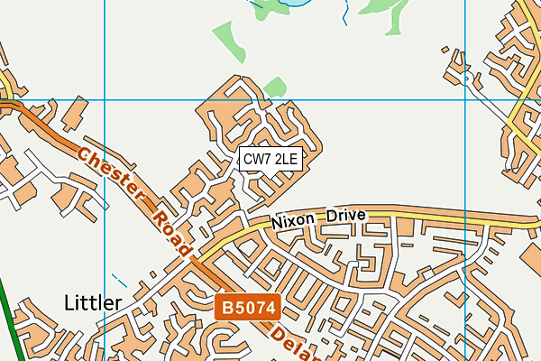 CW7 2LE map - OS VectorMap District (Ordnance Survey)