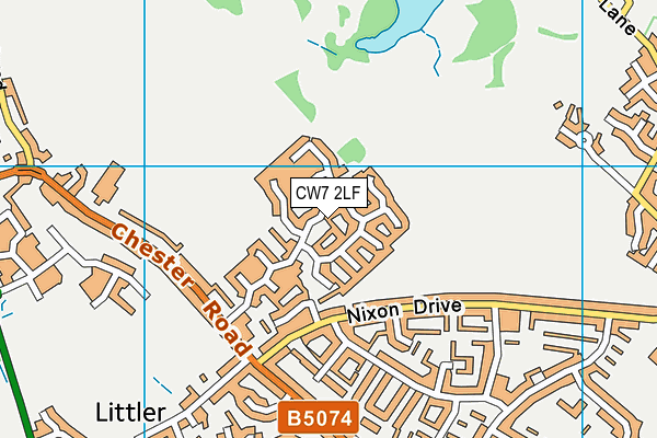 CW7 2LF map - OS VectorMap District (Ordnance Survey)