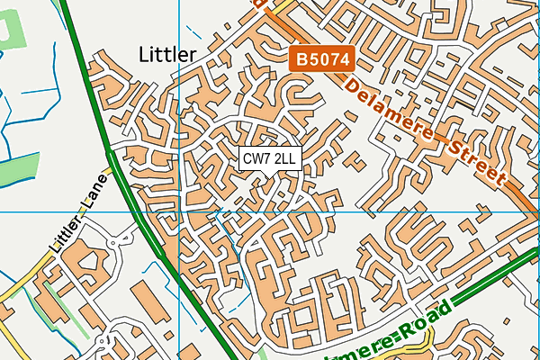 CW7 2LL map - OS VectorMap District (Ordnance Survey)