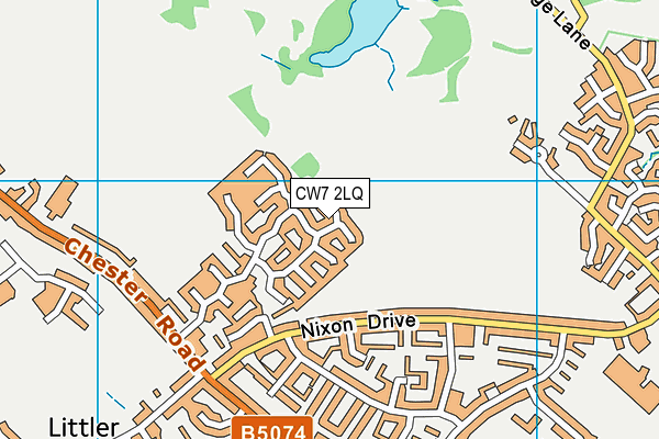 CW7 2LQ map - OS VectorMap District (Ordnance Survey)