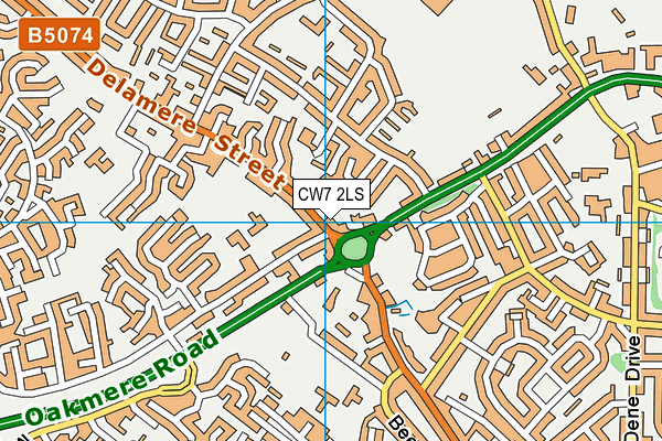 CW7 2LS map - OS VectorMap District (Ordnance Survey)