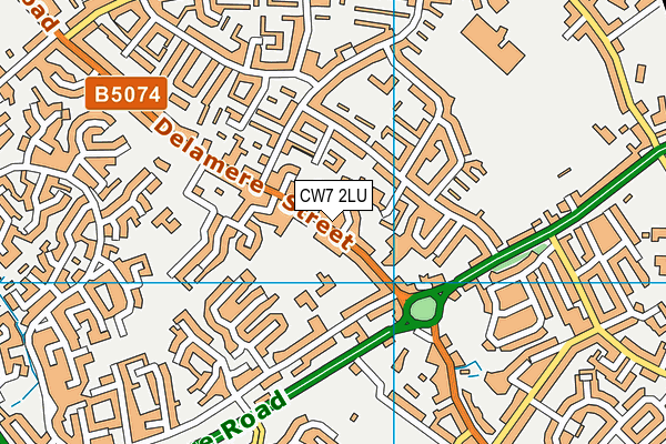 Over St John's CofE Primary School map (CW7 2LU) - OS VectorMap District (Ordnance Survey)