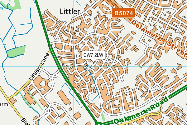 CW7 2LW map - OS VectorMap District (Ordnance Survey)