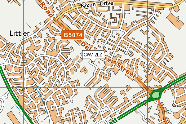Oak View Academy map (CW7 2LZ) - OS VectorMap District (Ordnance Survey)