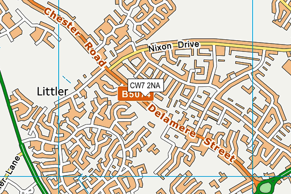 CW7 2NA map - OS VectorMap District (Ordnance Survey)