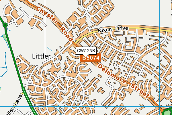 CW7 2NB map - OS VectorMap District (Ordnance Survey)