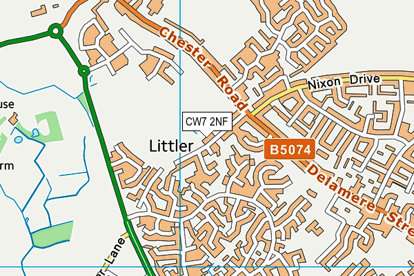 CW7 2NF map - OS VectorMap District (Ordnance Survey)