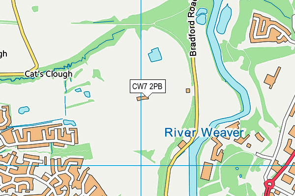 CW7 2PB map - OS VectorMap District (Ordnance Survey)