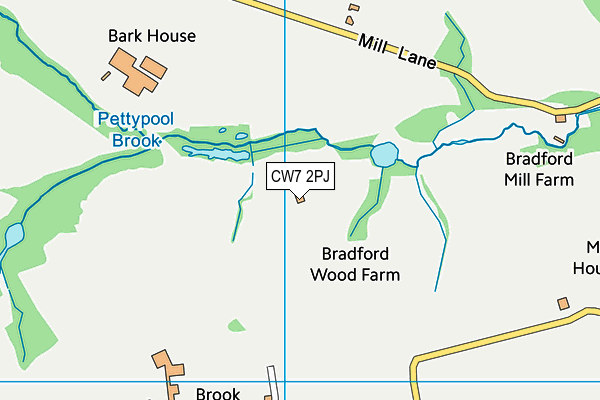 CW7 2PJ map - OS VectorMap District (Ordnance Survey)