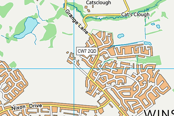 CW7 2QD map - OS VectorMap District (Ordnance Survey)