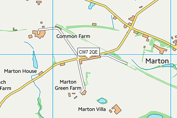 CW7 2QE map - OS VectorMap District (Ordnance Survey)