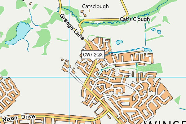 CW7 2QX map - OS VectorMap District (Ordnance Survey)