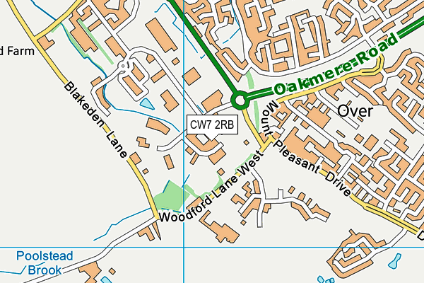 CW7 2RB map - OS VectorMap District (Ordnance Survey)