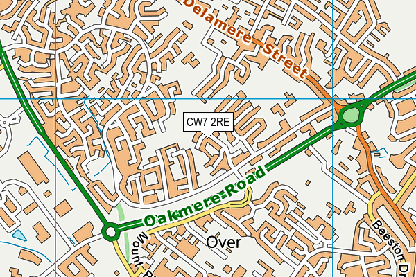 CW7 2RE map - OS VectorMap District (Ordnance Survey)