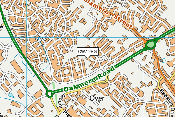 CW7 2RG map - OS VectorMap District (Ordnance Survey)