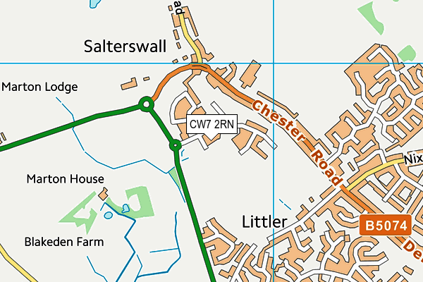 CW7 2RN map - OS VectorMap District (Ordnance Survey)