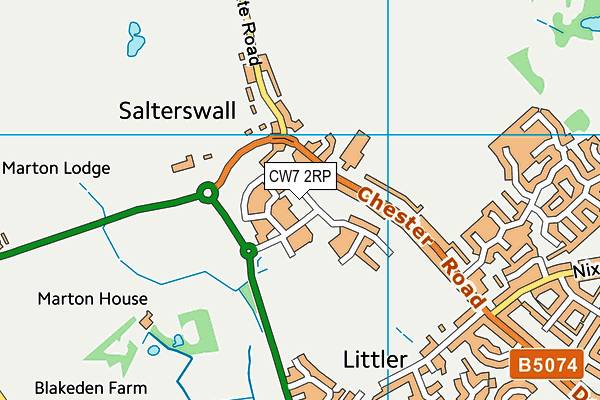 CW7 2RP map - OS VectorMap District (Ordnance Survey)