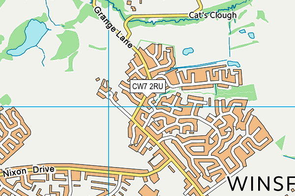 CW7 2RU map - OS VectorMap District (Ordnance Survey)