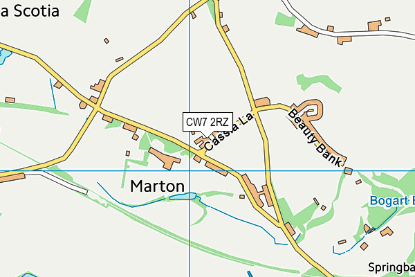 CW7 2RZ map - OS VectorMap District (Ordnance Survey)