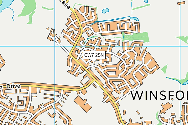 CW7 2SN map - OS VectorMap District (Ordnance Survey)