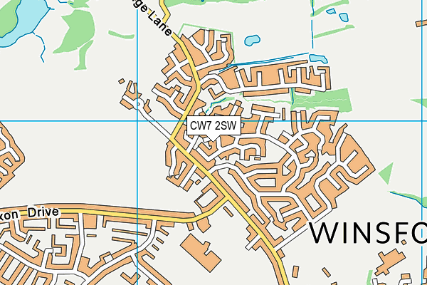 CW7 2SW map - OS VectorMap District (Ordnance Survey)