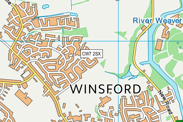 CW7 2SX map - OS VectorMap District (Ordnance Survey)