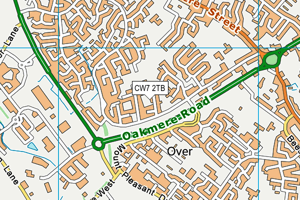 CW7 2TB map - OS VectorMap District (Ordnance Survey)