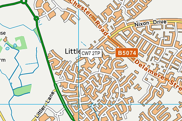 CW7 2TP map - OS VectorMap District (Ordnance Survey)