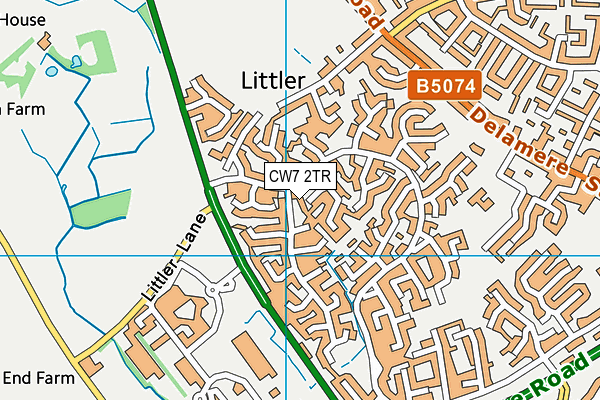 CW7 2TR map - OS VectorMap District (Ordnance Survey)