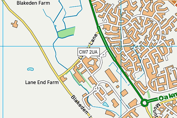 CW7 2UA map - OS VectorMap District (Ordnance Survey)