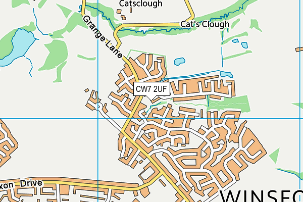 CW7 2UF map - OS VectorMap District (Ordnance Survey)