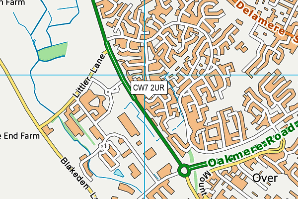 CW7 2UR map - OS VectorMap District (Ordnance Survey)