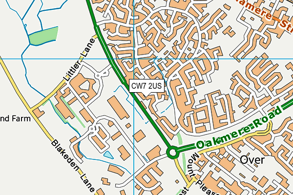 CW7 2US map - OS VectorMap District (Ordnance Survey)