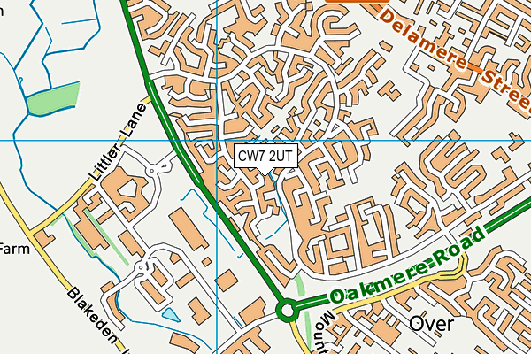 CW7 2UT map - OS VectorMap District (Ordnance Survey)