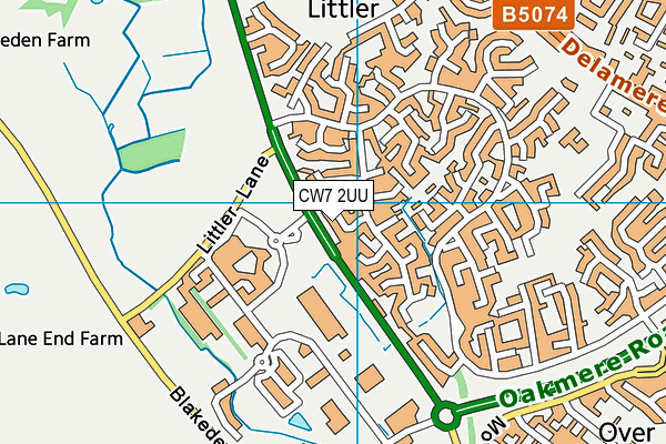 CW7 2UU map - OS VectorMap District (Ordnance Survey)