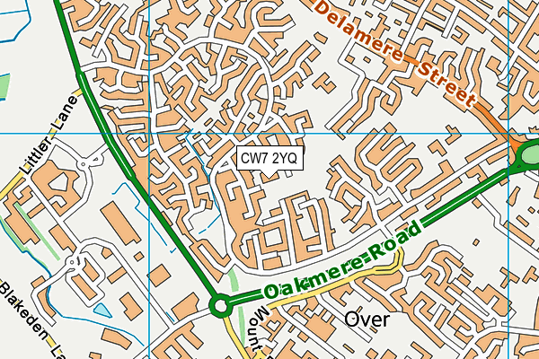 CW7 2YQ map - OS VectorMap District (Ordnance Survey)