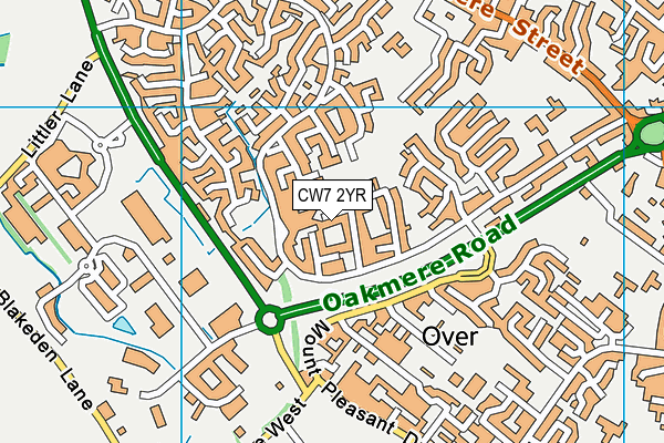 CW7 2YR map - OS VectorMap District (Ordnance Survey)